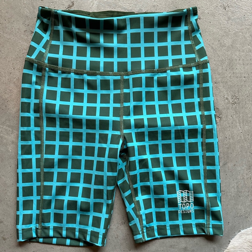 Topo Designs - women’s sport shorts (olive grid print)